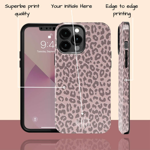 Nude Leopard Custom Monogram iPhone Case